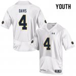 Notre Dame Fighting Irish Youth Avery Davis #4 White Under Armour Authentic Stitched College NCAA Football Jersey SYL7399CI